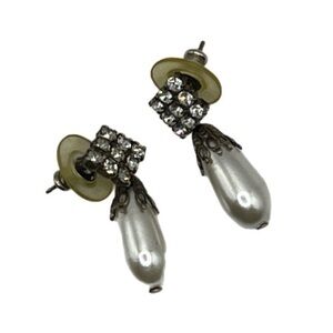 Vintage Silver and Cream Pearl Earrings
